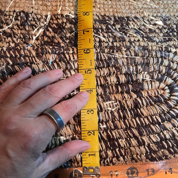 Able Tan and Black Woven Grass Tote Bag with Leather Handle - Picture 4 of 4